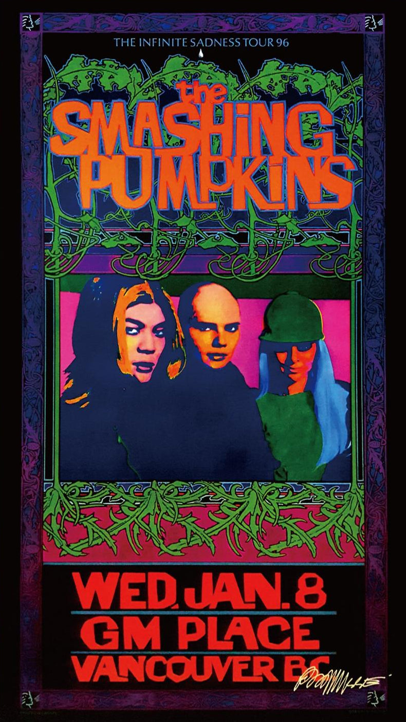 ◭☽＿Smashing Pumpkins Concert Poster Vancouver 1996 / Bob Masse