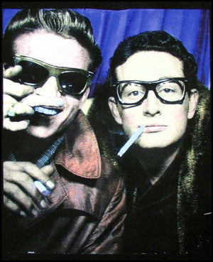Waylon Jennings, Buddy Holly & middle finger in a Photo Booth New York 1959