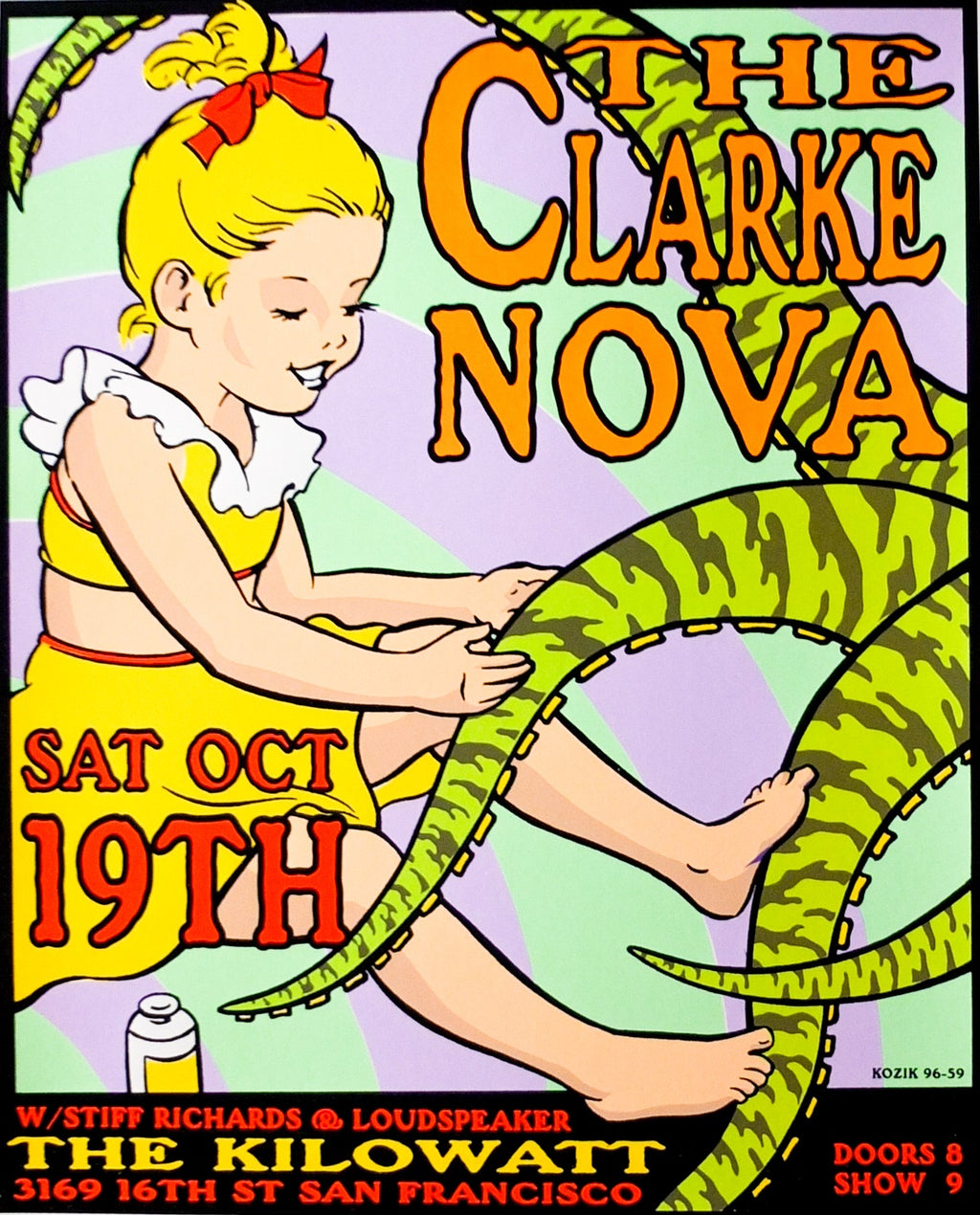 ◭☽＿Clarke Nova Concert Poster San Fransisco 1996 / Frank Kozik