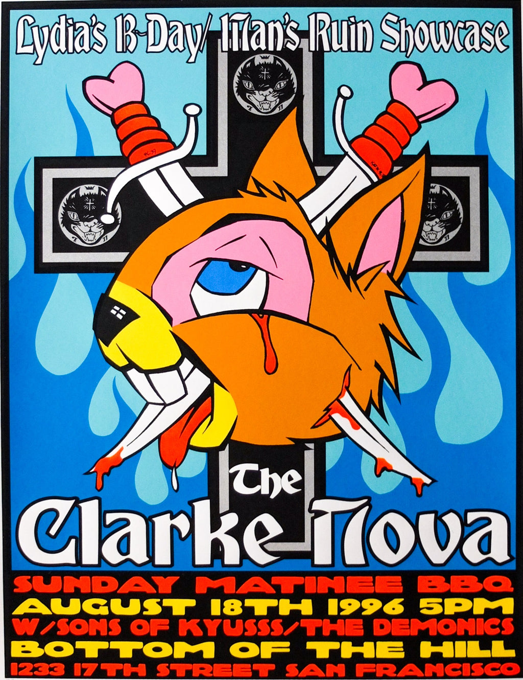 ◭☽＿Clarke Nova Concert Poster San Francisco 1996/ Frank Kozik