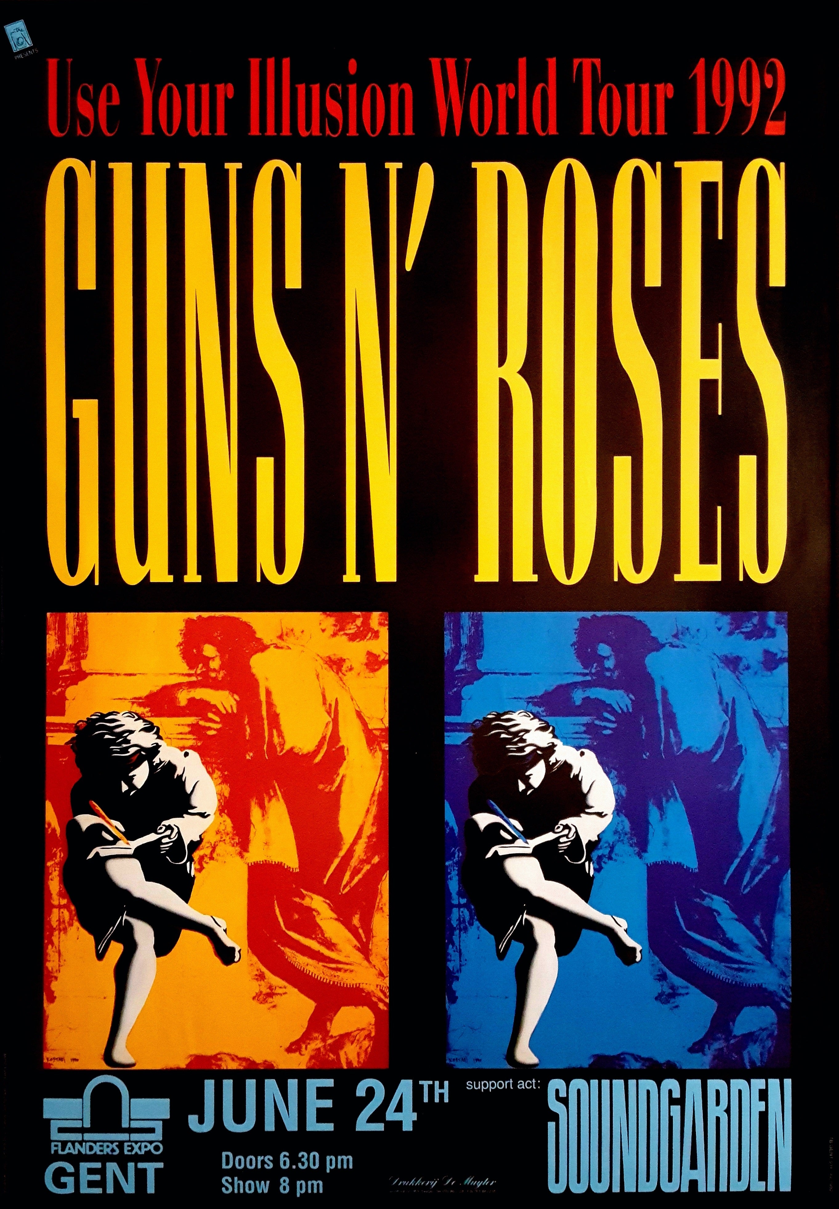 ◭☽＿Guns N' Roses Use Your Illusion Tour Poster Belgium 1992