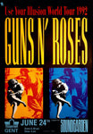 ◭☽＿Guns N' Roses Use Your Illusion Tour Poster Belgium 1992 / Mark Kostabi